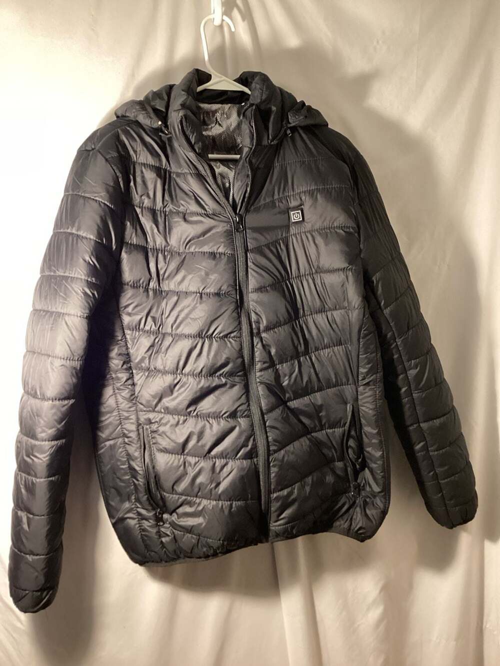 Unbranded Electric Heated Jacket Size 4XL Black Puffer Hooded Coat
